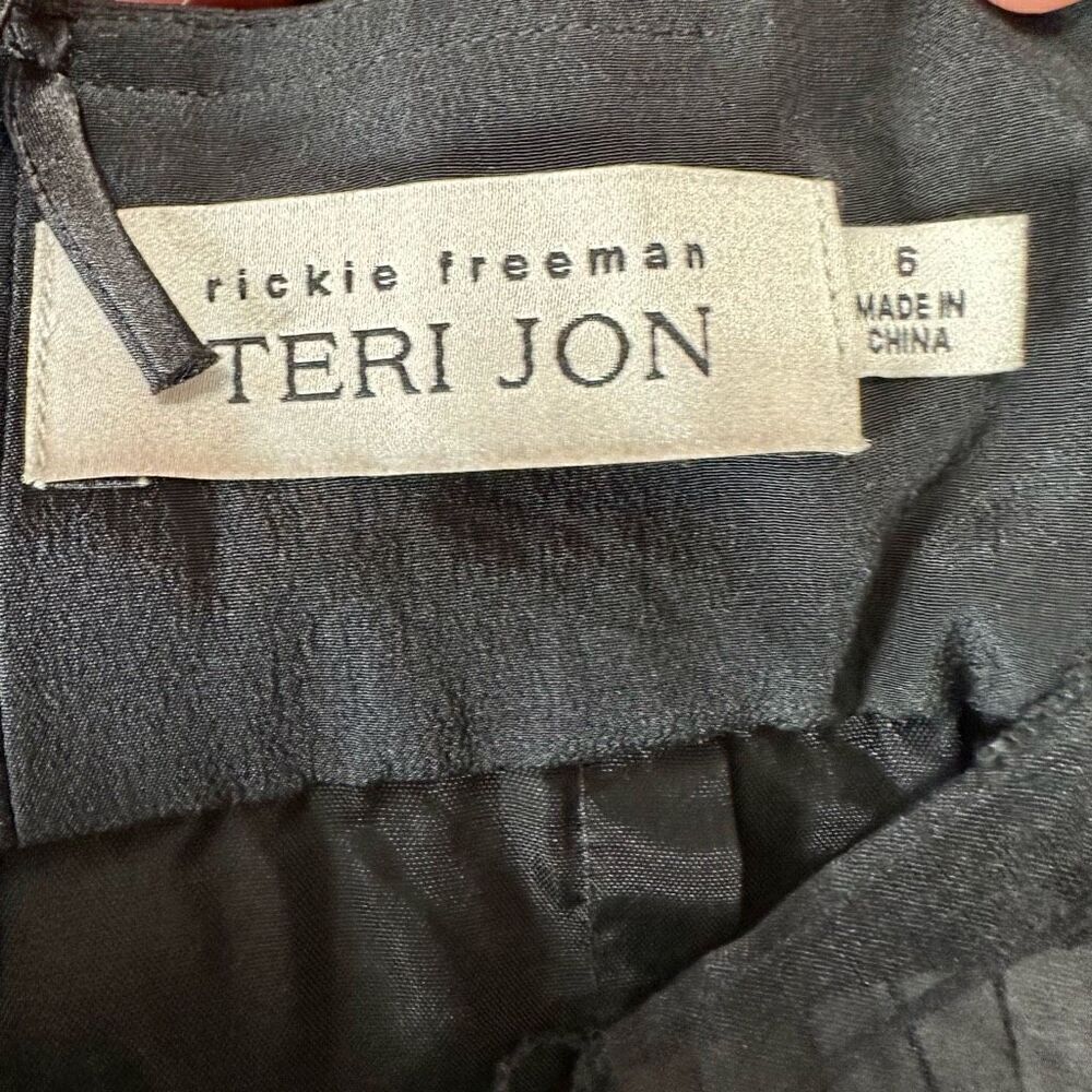 Vintage Rickie Freeman Teri Jon 100% Silk Black A-line Cocktail Dress Womens 6 - Picture 7 of 10